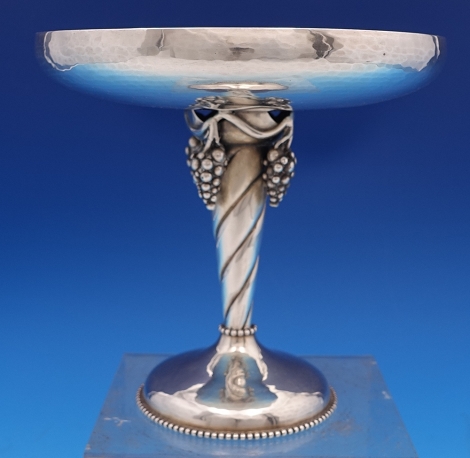 Raised Compote and hammered wt 12.8ozt 6
